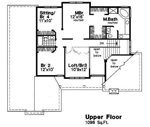Floor Plan - Upper Floor for Traditional House Plan #50-189 - 4 bed, 2.5 bath