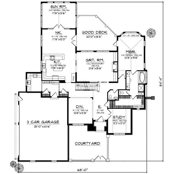 Architectural House Design - European Floor Plan - Main Floor Plan #70-637