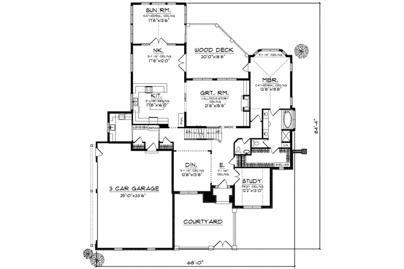 Home Plan - Floor Plan - Main Floor for European House Plan #70-637 - 4 bed, 3.5 bath