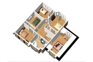 Floor Plan - Upper Floor 1 for European House Plan #25-4712 - 4 bed, 1 bath