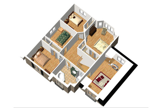 Floor Plan - Upper Floor 1 for European House Plan #25-4712 - 4 bed, 1 bath