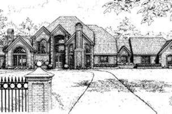 Exterior - Front Elevation for European House Plan #310-153 - 4 bed, 4.5 bath