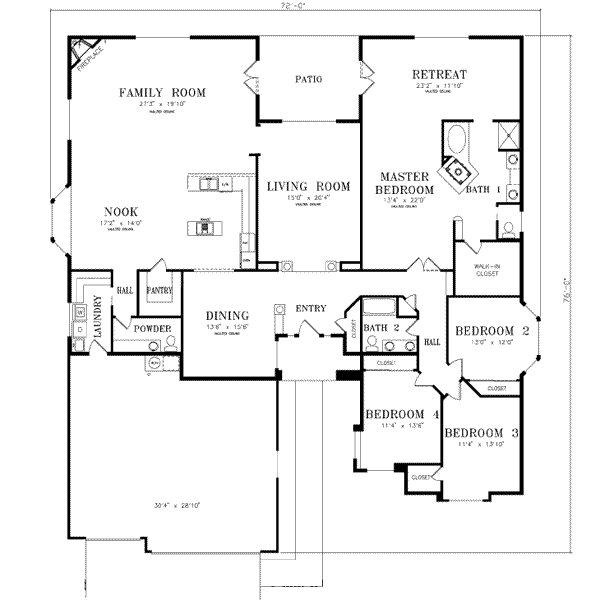 Adobe / Southwestern Floor Plan - Main Floor Plan #1-842