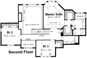 Floor Plan - Upper Floor for European House Plan #312-465 - 3 bed, 2.5 bath