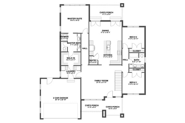 Architectural House Design - Floor Plan - Main Floor for Country House Plan #1060-498 - 3 bed, 2 bath