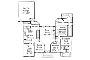 Floor Plan - Main Floor for European House Plan #429-6 - 4 bed, 3 bath