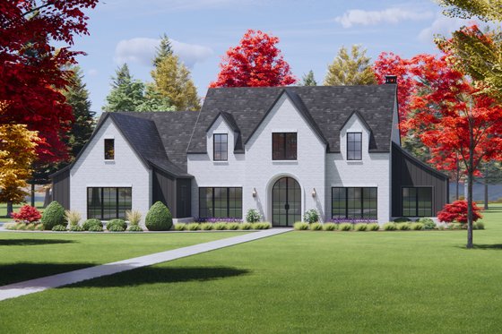 Exterior - Front Elevation 3 for Tudor House Plan #1096-41 - 4 bed, 4.5 bath