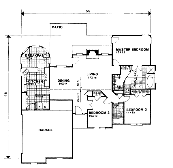 Traditional Style House Plan - 3 Beds 2 Baths 1564 Sq/Ft Plan #56-124 ...