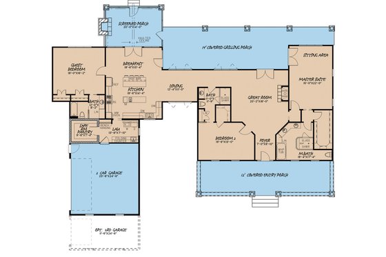 Floor Plan - Main Floor for Country House Plan #923-49 - 3 bed, 3 bath