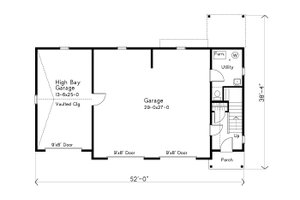 Floor Plan - Main Floor for Craftsman House Plan #22-627 - 2 bed, 2 bath