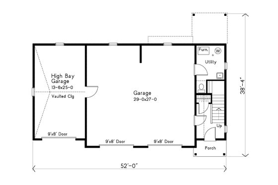 Floor Plan - Main Floor for Craftsman House Plan #22-627 - 2 bed, 2 bath