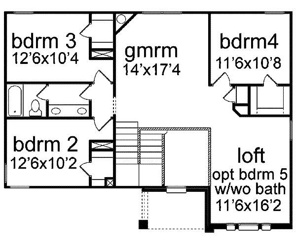 House Blueprint - Traditional Floor Plan - Upper Floor Plan #84-144