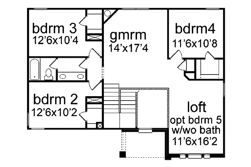 Home Plan - Floor Plan - Upper Floor for Traditional House Plan #84-144 - 4 bed, 2.5 bath