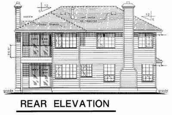 Exterior - Rear Elevation for Traditional House Plan #18-9107 - 3 bed, 2.5 bath