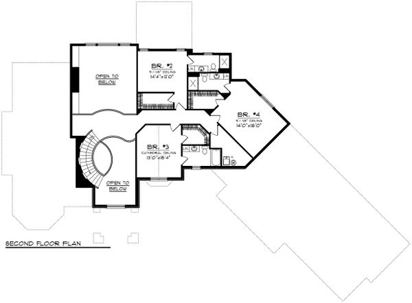 Architectural House Design - European Floor Plan - Upper Floor Plan #70-1150