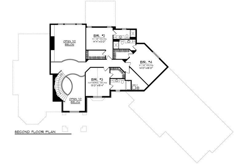 Dream House Plan - Floor Plan - Upper Floor for European House Plan #70-1150 - 4 bed, 4.5 bath