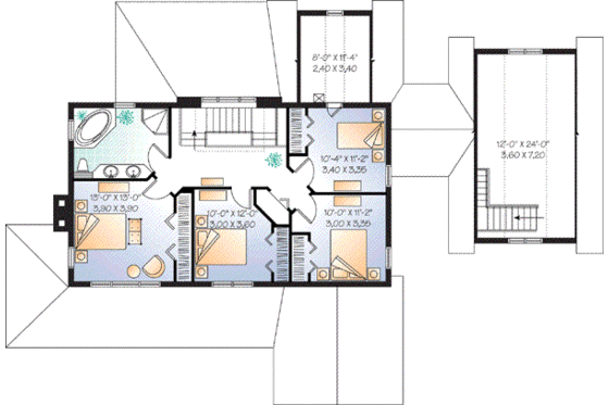 Floor Plan - Upper Floor for Farmhouse House Plan #23-666 - 4 bed, 2 bath