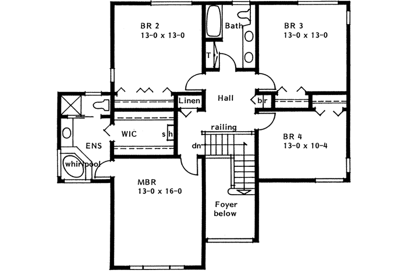 Architectural House Design - Floor Plan - Upper Floor for Traditional House Plan #126-134 - 4 bed, 2.5 bath