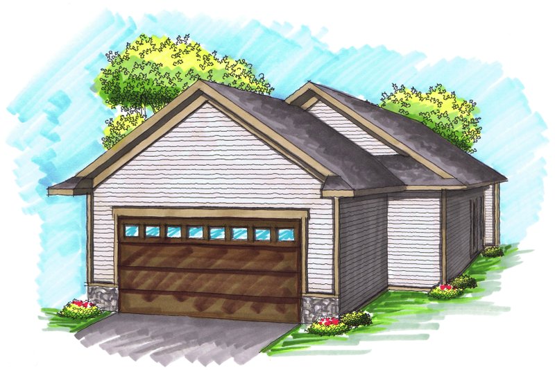 House Plan Design - Exterior - Rear Elevation for Ranch House Plan #70-1022 - 3 bed, 2 bath