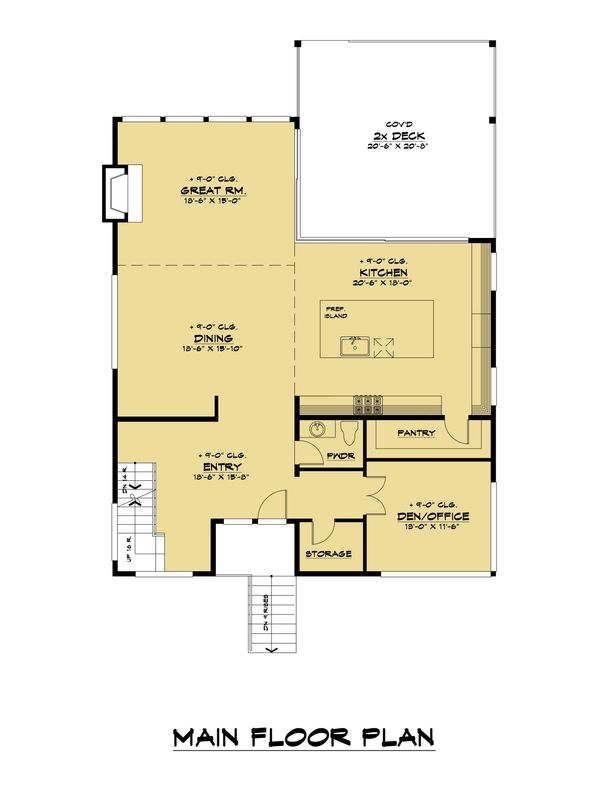 Modern Floor Plan - Main Floor Plan #1066-109