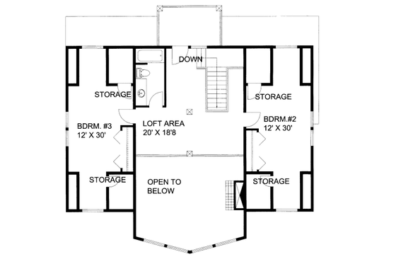 Floor Plan - Upper Floor for Bungalow House Plan #117-779 - 3 bed, 2.5 bath