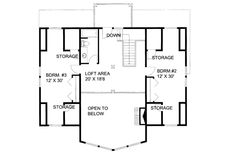 Dream House Plan - Floor Plan - Upper Floor for Bungalow House Plan #117-779 - 3 bed, 2.5 bath