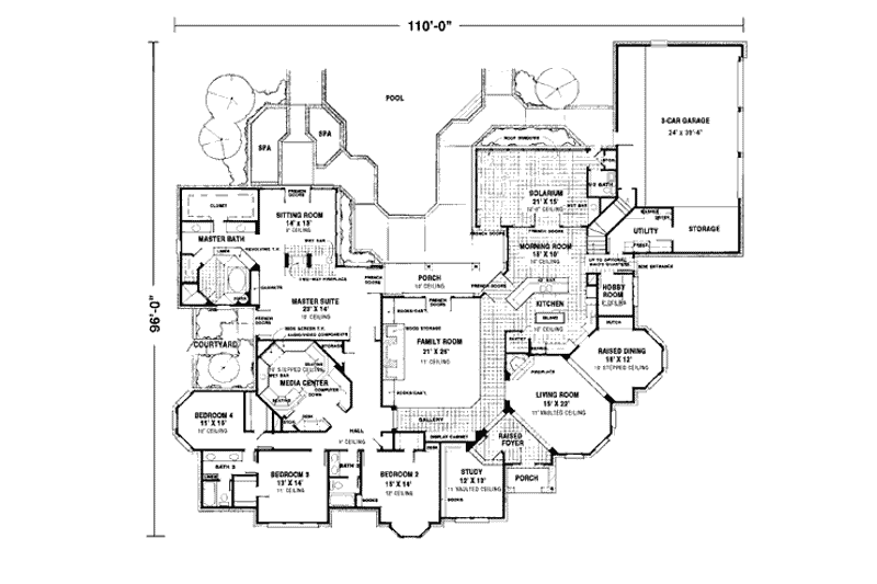 House Plan Design - Floor Plan - Main Floor for European House Plan #410-119 - 4 bed, 3.5 bath
