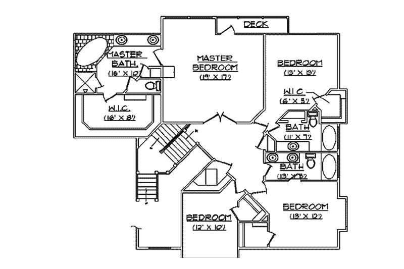 Home Plan - Floor Plan - Upper Floor for Traditional House Plan #5-211 - 6 bed, 5.5 bath