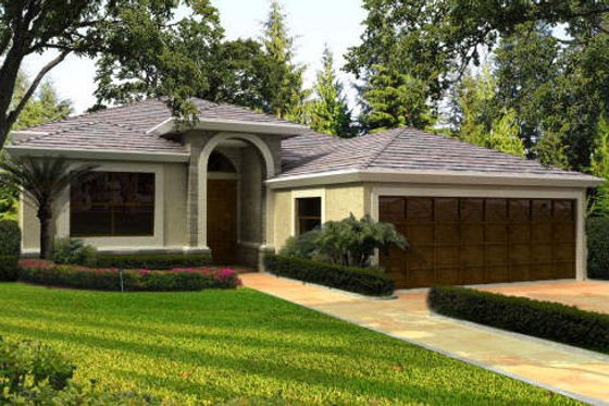 Exterior - Front Elevation for Mediterranean House Plan #420-274 - 3 bed, 3.5 bath