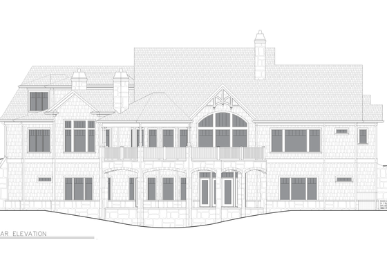 Exterior - Rear Elevation 1 for Country House Plan #54-714 - 5 bed, 5 bath