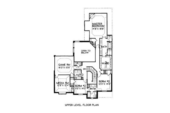 Floor Plan - Upper Floor for European House Plan #141-304 - 4 bed, 3.5 bath