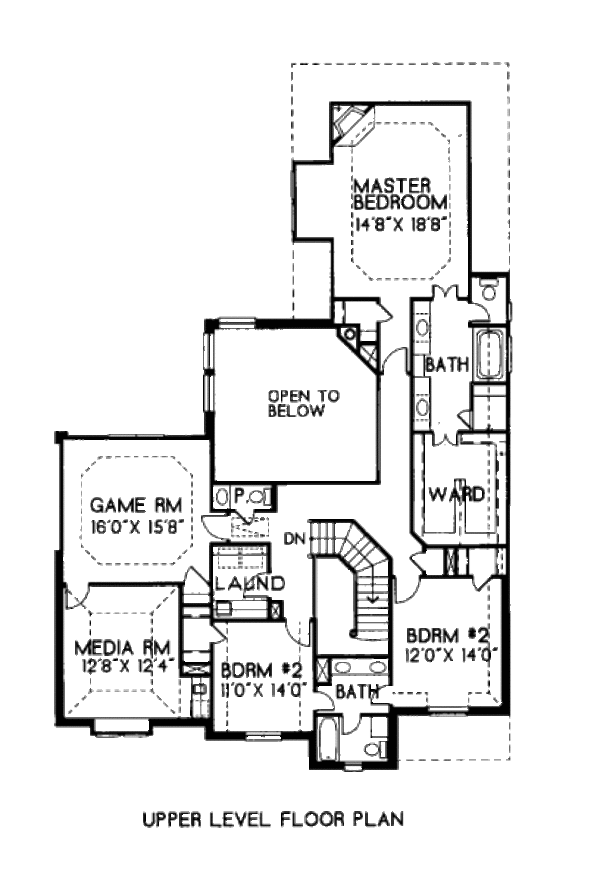 European Floor Plan - Upper Floor Plan #141-304