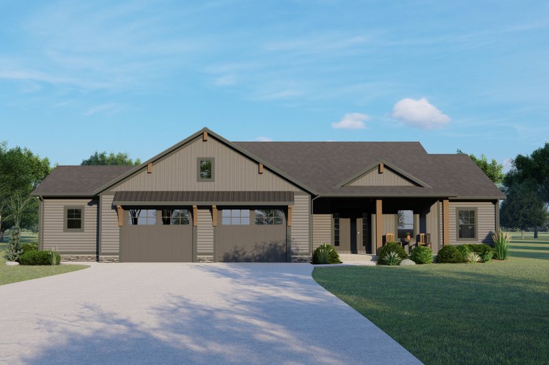 House Blueprint - Ranch Exterior - Front Elevation Plan #1064-175