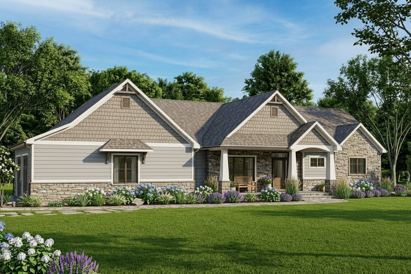 Architectural House Design - Exterior - Front Elevation 2 for Craftsman House Plan #1064-44 - 1 bed, 1.5 bath