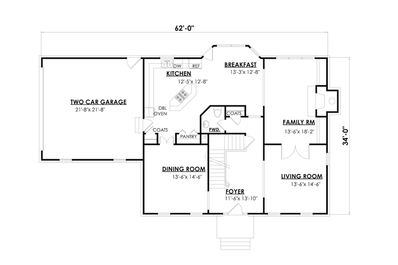 House Plan Design - Floor Plan - Main Floor for Colonial House Plan #30-367 - 4 bed, 4.5 bath