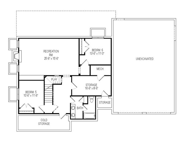 Craftsman Floor Plan - Lower Floor Plan #920-36