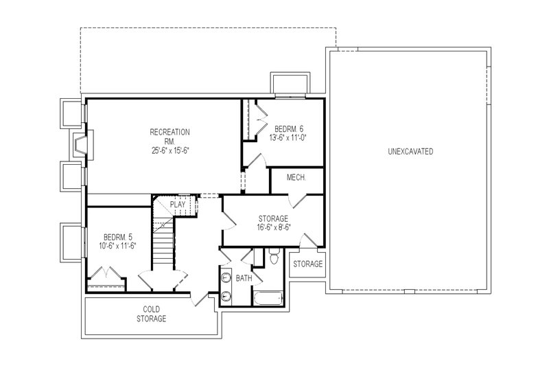 Dream House Plan - Floor Plan - Lower Floor for Craftsman House Plan #920-36 - 6 bed, 4.5 bath