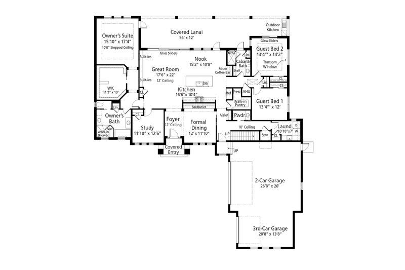House Blueprint - Floor Plan - Main Floor for Southern House Plan #938-127 - 5 bed, 4.5 bath