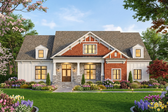 Exterior - Front Elevation 3 for Craftsman House Plan #119-327 - 4 bed, 4.5 bath