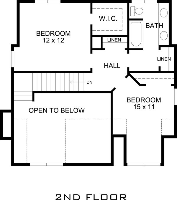 Architectural House Design - Upper Level Floor Plan - 1500 square foot Country home