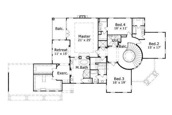 Floor Plan - Upper Floor for European House Plan #411-388 - 4 bed, 4.5 bath