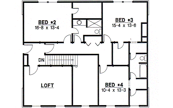 Colonial Floor Plan - Upper Floor Plan #67-455
