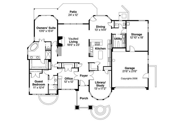 Architectural House Design - Ranch Floor Plan - Main Floor Plan #124-522