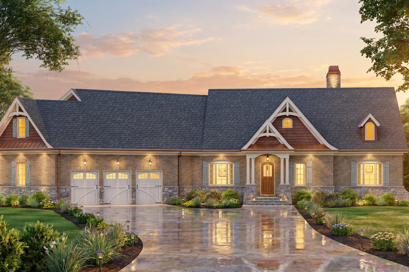 Architectural House Design - Exterior - Front Elevation 2 for Cottage House Plan #119-483 - 3 bed, 2.5 bath