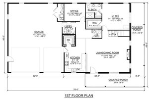 Floor Plan - Main Floor for Barndominium House Plan #1064-111 - 3 bed, 2.5 bath
