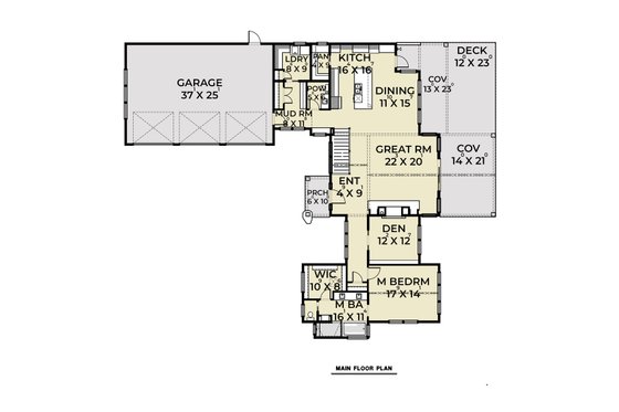Floor Plan - Main Floor for Contemporary House Plan #1070-88 - 3 bed, 2.5 bath