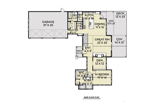 House Blueprint - Contemporary Floor Plan - Main Floor Plan #1070-88
