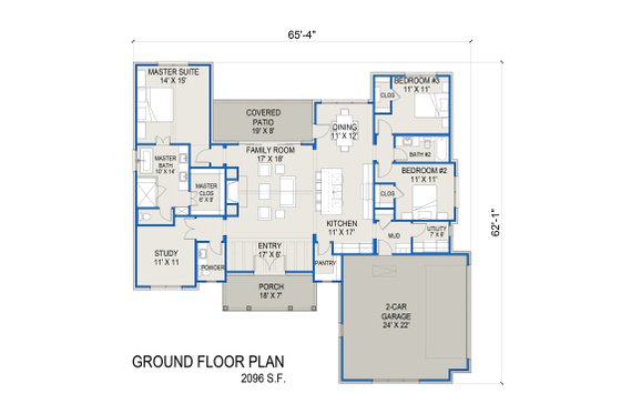 Floor Plan - Main Floor for Farmhouse House Plan #1103-2 - 3 bed, 2.5 bath