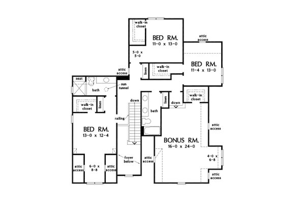 Farmhouse Floor Plan - Upper Floor Plan #929-1135