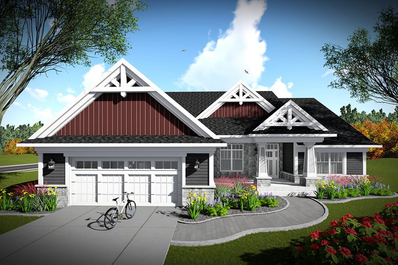 Architectural House Design - Ranch Exterior - Front Elevation Plan #70-1464